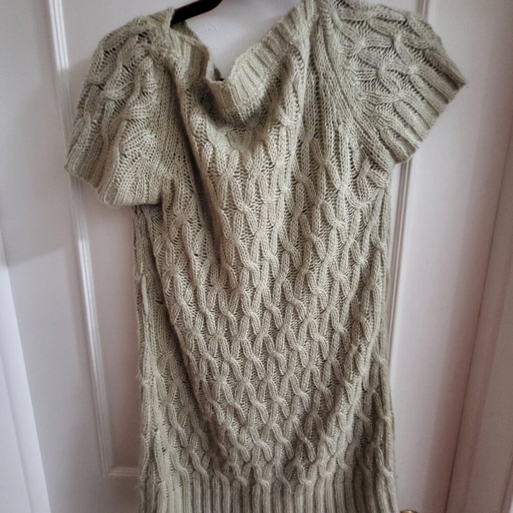 Clearance Twik by Simons | Taupe Cable Knit Short Sleeve Sweater Dress | xl - Picture 3 of 6